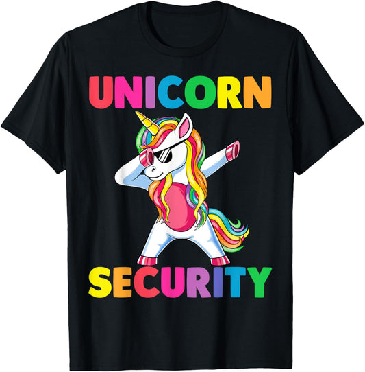 Halloween Dad Mom Daughter Adult Costume, Unicorn Security T-Shirt