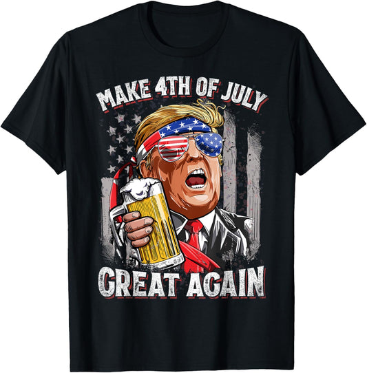 Make 4th of July Great Again T shirt Trump Men Women Beer