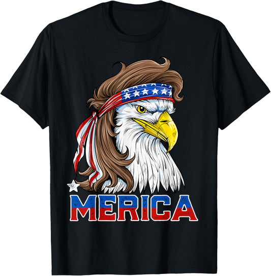 Eagle Mullet Merica Shirt Men 4th of July American Flag USA