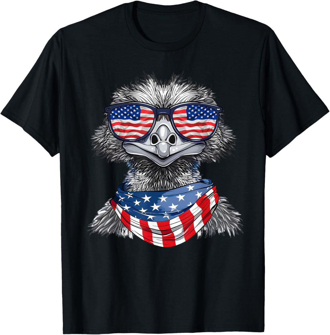 Emu Wearing USA Flag Patriotic Sunglasses 4th Of July T-Shirt