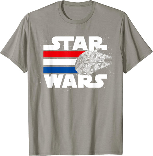 Star Wars Falcon Stripes Red White Blue July 4th T-Shirt C1
