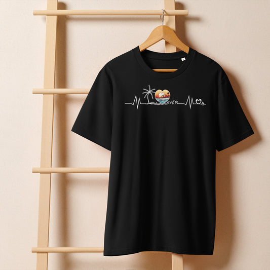 Life Is Really Good Beach Heartbeat Summer Beach Vacation Unisex organic ribbed neck t-shirt