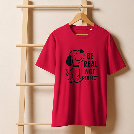Be Real Not Perfect - Unisex organic ribbed neck t-shirt