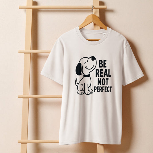 Be Real Not Perfect - Unisex organic ribbed neck t-shirt